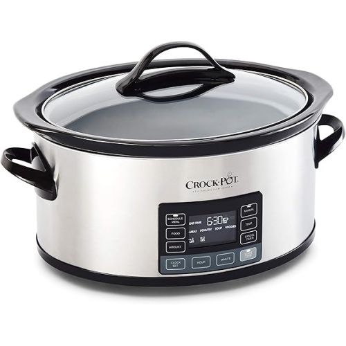 크록팟 Crock-Pot MyTime Technology 6 Quart Programmable Slow Cooker and Food Warmer with Digital Timer, Stainless Steel (2137020)