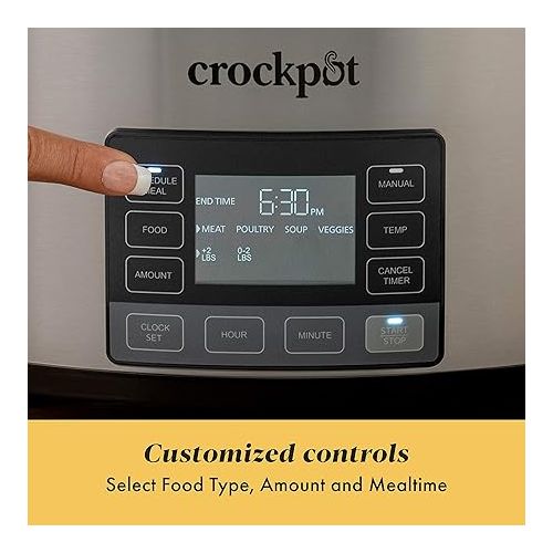 크록팟 Crock-Pot MyTime Technology 6 Quart Programmable Slow Cooker and Food Warmer with Digital Timer, Stainless Steel (2137020)