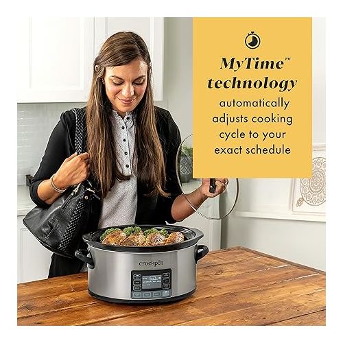 크록팟 Crock-Pot MyTime Technology 6 Quart Programmable Slow Cooker and Food Warmer with Digital Timer, Stainless Steel (2137020)