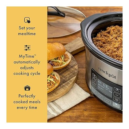 크록팟 Crock-Pot MyTime Technology 6 Quart Programmable Slow Cooker and Food Warmer with Digital Timer, Stainless Steel (2137020)