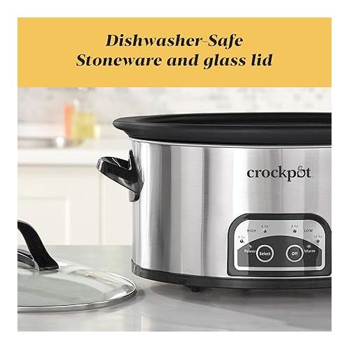 크록팟 Crock-Pot 6 Quart Programmable Slow Cooker with Timer and Auto Food Warmer Setting, Stainless Steel