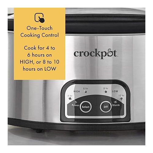 크록팟 Crock-Pot 6 Quart Programmable Slow Cooker with Timer and Auto Food Warmer Setting, Stainless Steel