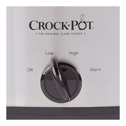 크록팟 Crock-Pot 7 Quart Oval Manual Slow Cooker, Stainless Steel (SCV700-S-BR), Versatile Cookware for Large Families or Entertaining
