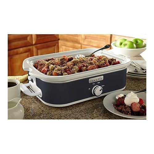 크록팟 Crock-Pot Small 3.5 Quart Casserole Manual Slow Cooker and Food Warmer, Charcoal