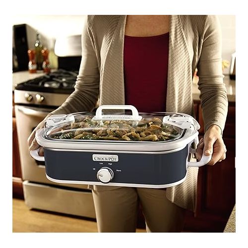 크록팟 Crock-Pot Small 3.5 Quart Casserole Manual Slow Cooker and Food Warmer, Charcoal