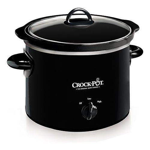 크록팟 Crock-Pot Small 2 Quart Round Manual Slow Cooker, Black (SCR200-B)