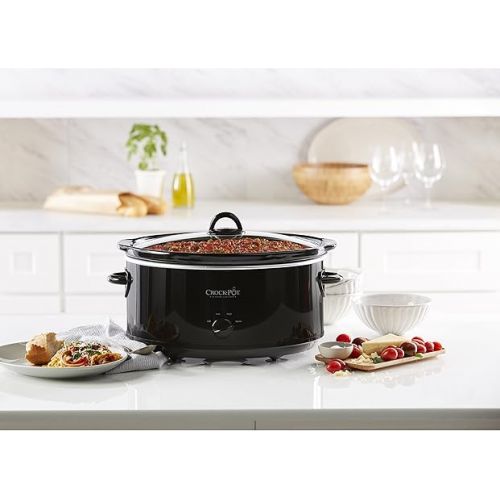 크록팟 Crock-Pot Large 8 Quart Oval Manual Slow Cooker and Food Warmer, 1500 watts, Black (SCV800-B)