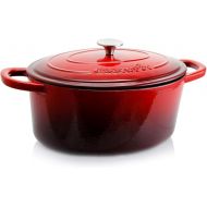 Crock-Pot Artisan Oval Enameled Cast Iron Dutch Oven, 7-Quart, Scarlet Red