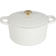Crock Pot Artisan 7-Quart Round Dutch Oven - Matte Linen White w/Gold Knob