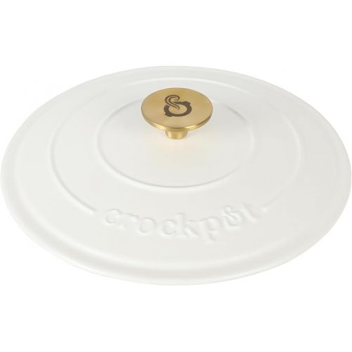 크록팟 Crock Pot Artisan 7-Quart Round Dutch Oven - Matte Linen White w/Gold Knob