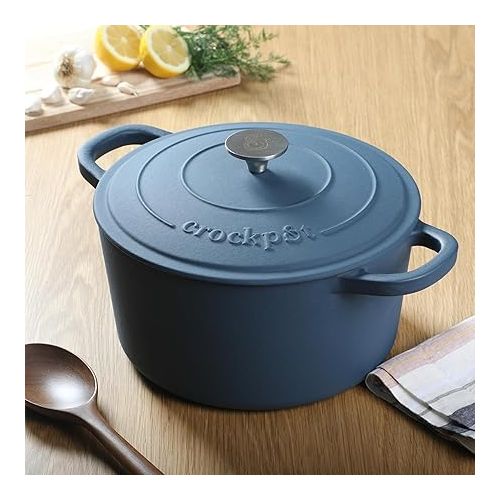 크록팟 Crock Pot Artisan 7-Quart Round Dutch Oven - Matte Navy Blue