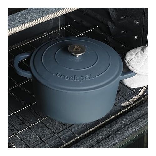 크록팟 Crock Pot Artisan 7-Quart Round Dutch Oven - Matte Navy Blue