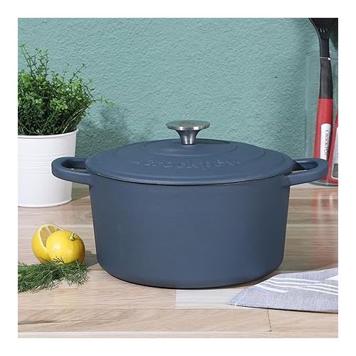 크록팟 Crock Pot Artisan 5-Quart Round Dutch Oven - Matte Navy Blue