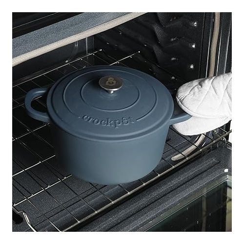 크록팟 Crock Pot Artisan 5-Quart Round Dutch Oven - Matte Navy Blue