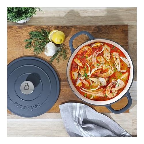 크록팟 Crock Pot Artisan 5-Quart Round Dutch Oven - Matte Navy Blue