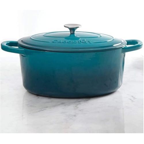 크록팟 Crock-Pot Artisan Oval Enameled Cast Iron Dutch Oven, 7-Quart, Teal Ombre