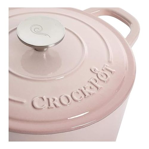 크록팟 Crock-Pot Artisan Round Enameled Cast Iron Dutch Oven, 5-Quart, Blush Pink