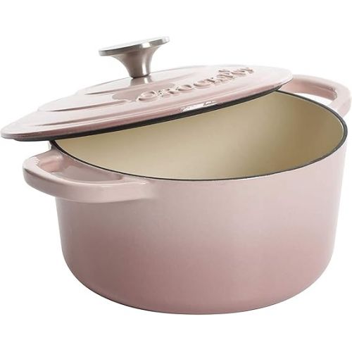 크록팟 Crock-Pot Artisan Round Enameled Cast Iron Dutch Oven, 5-Quart, Blush Pink