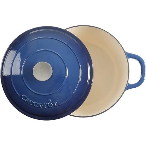 크록팟 Crock-Pot Artisan Round Enameled Cast Iron Dutch Oven, 7-Quart, Sapphire Blue