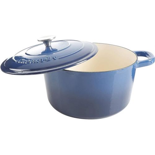 크록팟 Crock-Pot Artisan Round Enameled Cast Iron Dutch Oven, 7-Quart, Sapphire Blue