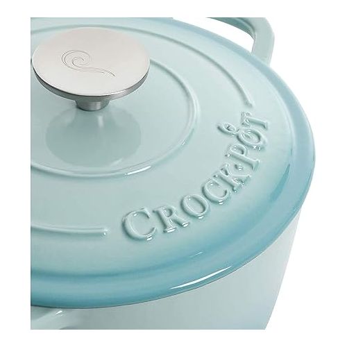 크록팟 Crock-Pot Artisan Round Enameled Cast Iron Dutch Oven, 7-Quart, Aqua