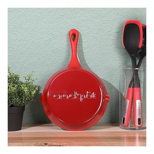 크록팟 Crock Pot 8 Inch Enamel Cast Iron Skillet - Gradient Red