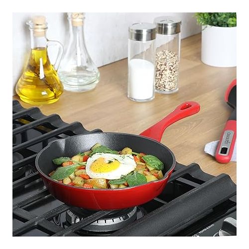 크록팟 Crock Pot 8 Inch Enamel Cast Iron Skillet - Gradient Red