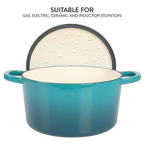 크록팟 Crock Pot Artisan 6-Quart Round Dutch Oven -Teal Ombre