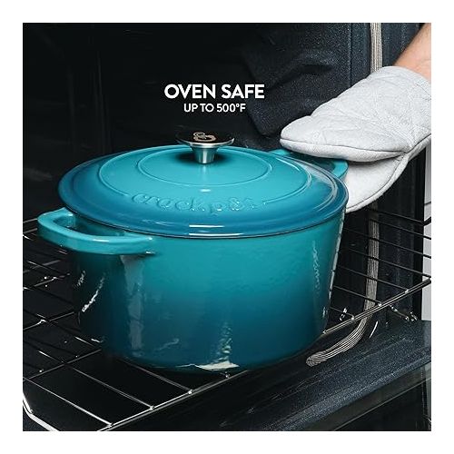 크록팟 Crock Pot Artisan 6-Quart Round Dutch Oven -Teal Ombre