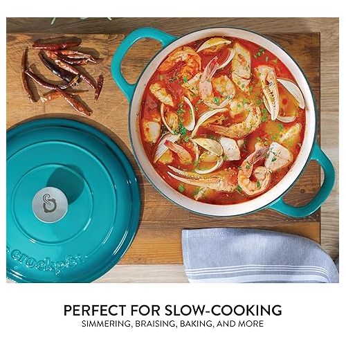 크록팟 Crock Pot Artisan 6-Quart Round Dutch Oven -Teal Ombre