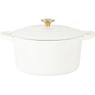 Crock Pot Artisan 6-Quart Round Dutch Oven - Matte Linen White w/Gold Knob