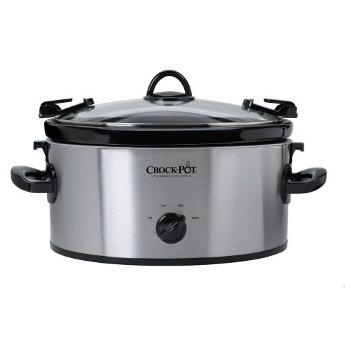 크록팟 Portable Cook 6 Qt. And Carry Slow Cooker in Stainless, Dishwasher-safe Stoneware and Lid by Crock-Pot