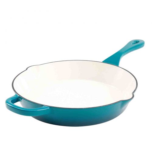 크록팟 Crock-Pot Crock Pot Artisan Enameled Round Cast Iron 8 Skillet, Teal Ombre