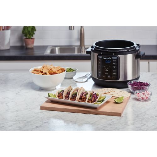 크록팟 Crock-Pot 4 Qt 8-in-1 Multi-Use Express Crock Programmable Slow Cooker, Pressure Cooker, Saute, and Steamer, Stainless Steel