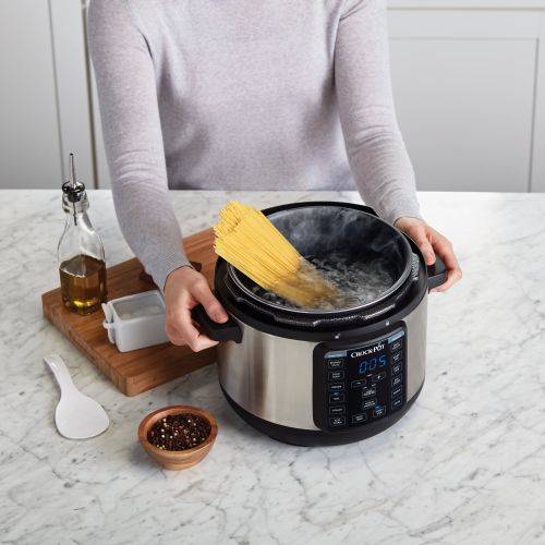 크록팟 Crock-Pot 4 Qt 8-in-1 Multi-Use Express Crock Programmable Slow Cooker, Pressure Cooker, Saute, and Steamer, Stainless Steel