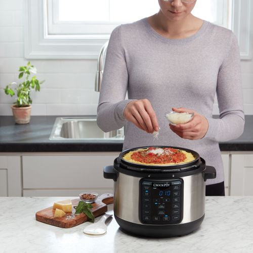 크록팟 Crock-Pot 4 Qt 8-in-1 Multi-Use Express Crock Programmable Slow Cooker, Pressure Cooker, Saute, and Steamer, Stainless Steel