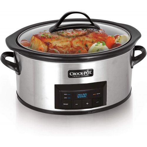 크록팟 [아마존베스트]Crock-Pot 6-Quart Countdown Programmable Oval Slow Cooker with Little Dipper - Stainless Steel