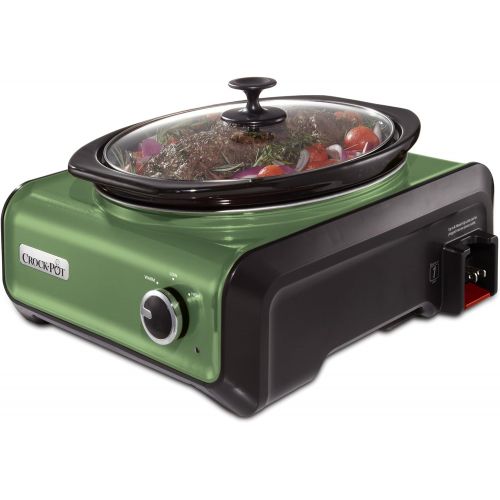 크록팟 [아마존베스트]Crock-Pot SCCPMD3-GR Hook Up Oval Connectable Entertaining System, 3.5-Quart, Metallic Sage