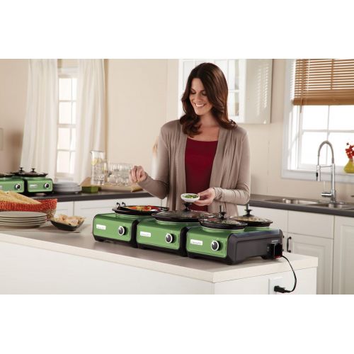 크록팟 [아마존베스트]Crock-Pot SCCPMD3-GR Hook Up Oval Connectable Entertaining System, 3.5-Quart, Metallic Sage