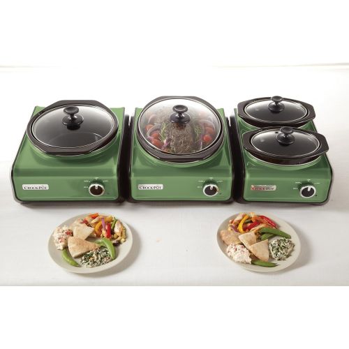 크록팟 [아마존베스트]Crock-Pot SCCPMD3-GR Hook Up Oval Connectable Entertaining System, 3.5-Quart, Metallic Sage