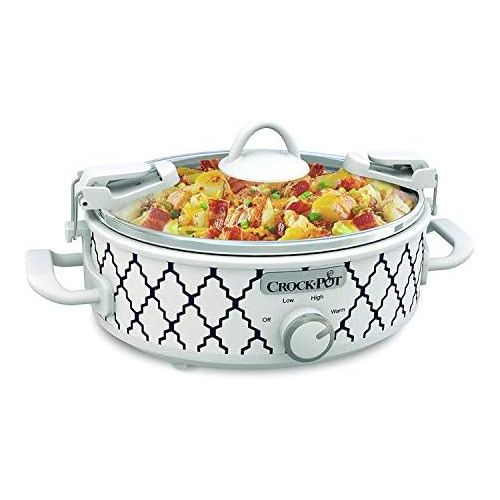 크록팟 [아마존베스트]Crock-Pot Crockpot 2.5-Quart Mini Casserole Crock Slow Cooker, White/Blue(2.5 quart oval stoneware,White/Blue)