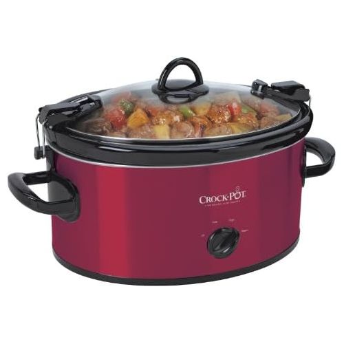 크록팟 [아마존베스트]Crock-Pot Premium Crock Pot Slow Cooker with Easy Recipes 6 Quart Crockpot Manual Red Portable Timer Model