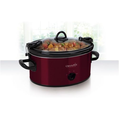 크록팟 [아마존베스트]Crock-Pot Premium Crock Pot Slow Cooker with Easy Recipes 6 Quart Crockpot Manual Red Portable Timer Model