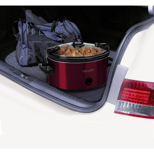 크록팟 [아마존베스트]Crock-Pot Premium Crock Pot Slow Cooker with Easy Recipes 6 Quart Crockpot Manual Red Portable Timer Model