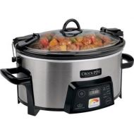 [아마존베스트]Crock-Pot 6-Quart Cook & Carry Digital Slow Cooker with Heat-Saver Stoneware, Contemporary Brushed Silver Exterior