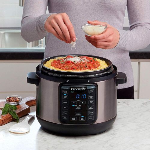 크록팟 [아마존베스트]Crock-Pot 4-Quart Multi-Use MINI Express Crock Programmable Slow Cooker and Pressure Cooker with Manual Pressure, Boil & Simmer, Black Stainless