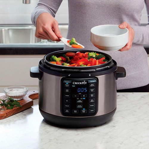 크록팟 [아마존베스트]Crock-Pot 4-Quart Multi-Use MINI Express Crock Programmable Slow Cooker and Pressure Cooker with Manual Pressure, Boil & Simmer, Black Stainless