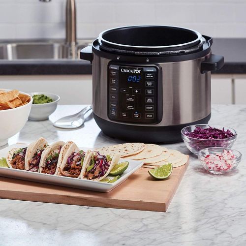 크록팟 [아마존베스트]Crock-Pot 4-Quart Multi-Use MINI Express Crock Programmable Slow Cooker and Pressure Cooker with Manual Pressure, Boil & Simmer, Black Stainless