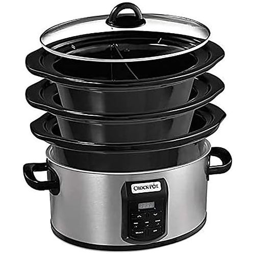 크록팟 [아마존베스트]CROCK-POT Crock-pot SCCPVS642-S Choose-A-Crock Programmable Slow Cooker, 6 quart/4 quart/2 x 1.5 quart, Silver