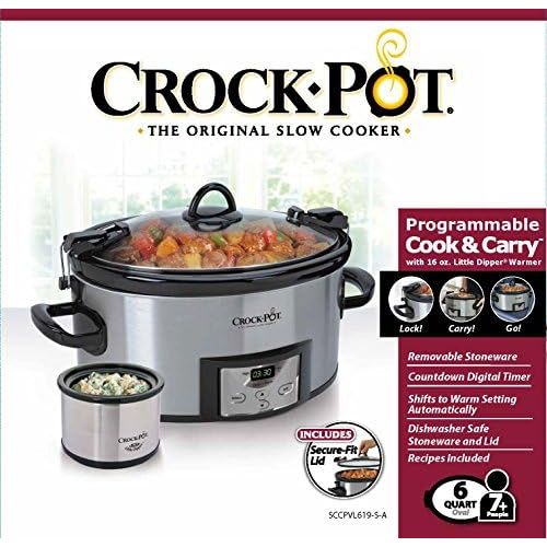 크록팟 [아마존베스트]CROCK-POT Crock pot SCCPVL619 S A 6 Quart Metallic Cooker with Hinged Lid, Black